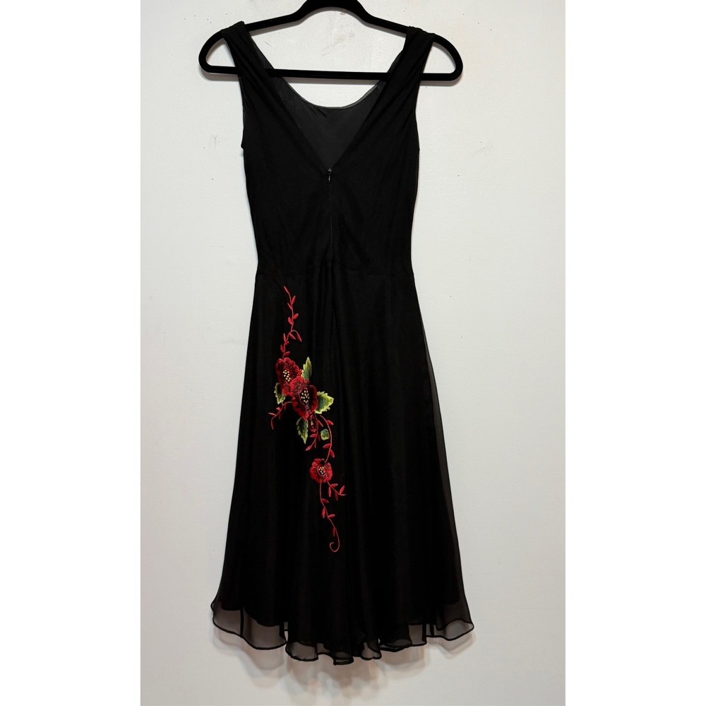 Lapis Whimsigoth 100% Silk Chiffon Midi Dress Women Sz M Fairycore Dark Romantic - Picture 2 of 10